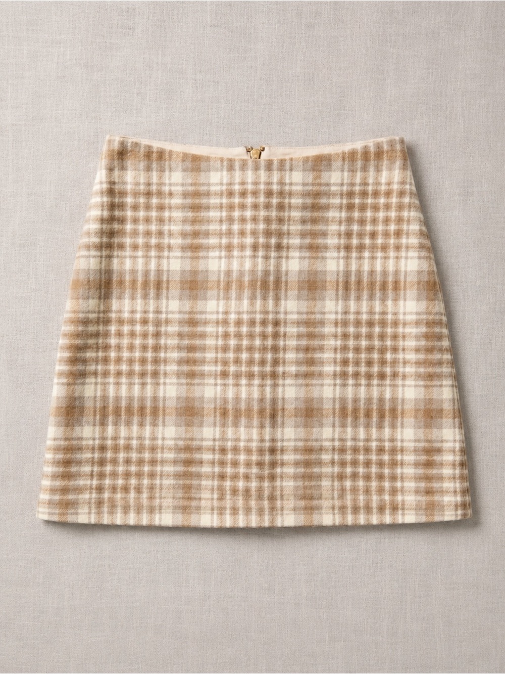 Aritzia Wilfred Tan and Cream Plaid Mini Skirt